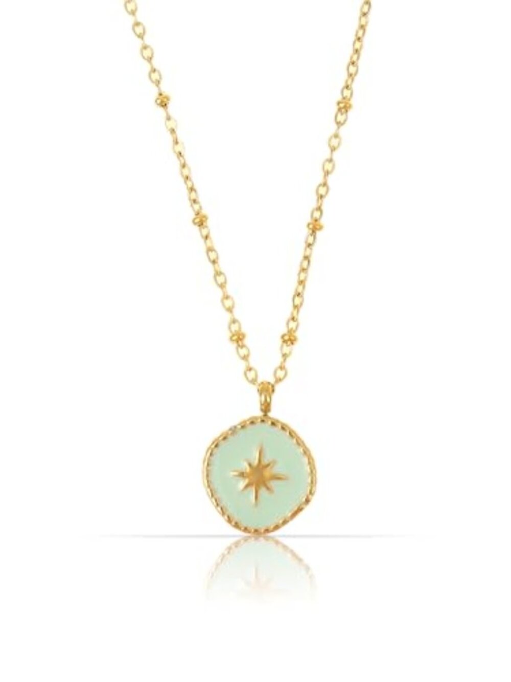 Gold Plated Starburst Necklace in Turquoise Coin Sterling Silver North Star